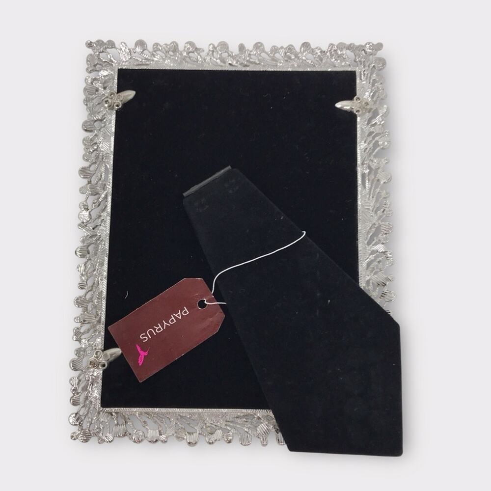 Papyrus NWT Photo Frame 5x7 Silver and Fuchsia Red White & Faux Pearl Gemstone - Picture 5 of 7
